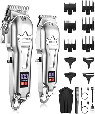 Professional Silver Barber Clipper and Trimmer Set