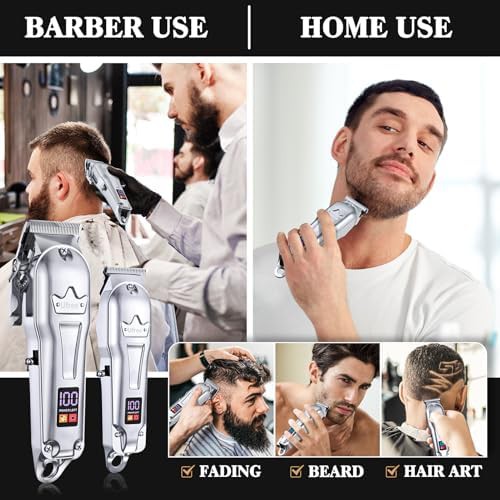 Professional Silver Barber Clipper and Trimmer Set — photo 4