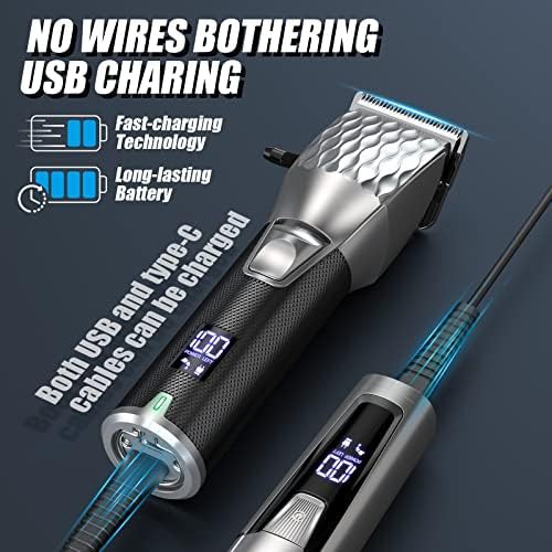 Black cordless barber clippers and trimmer set — photo 5