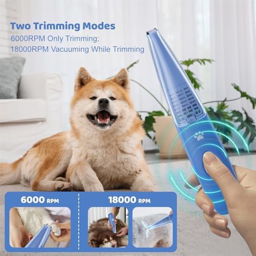 Blue portable pet vacuum hair clipper — photo 3