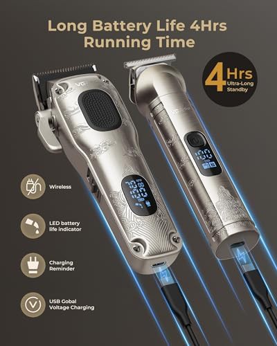 Ergonomic Cordless Hair Clipper and Trimmer Combo — photo 5