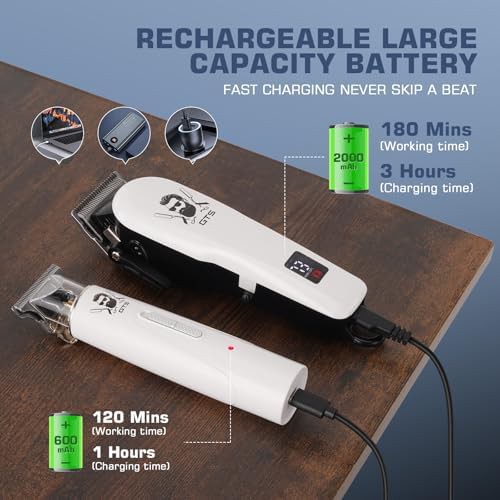 White Barber Clipper Set with DLC Coating — photo 5